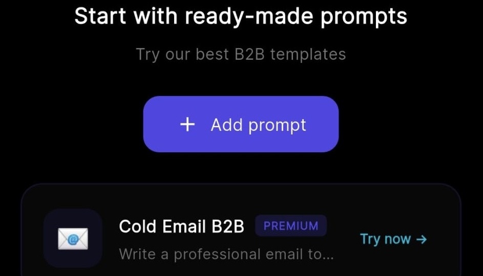 Detail of the Android library start screen, showing starter templates and the Add prompt button.